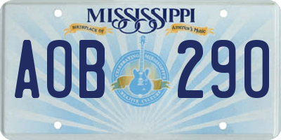 MS license plate AOB290