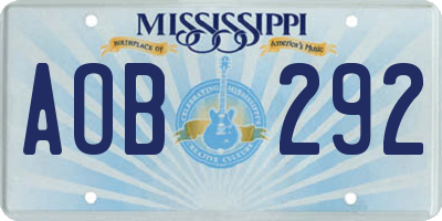 MS license plate AOB292