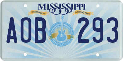 MS license plate AOB293