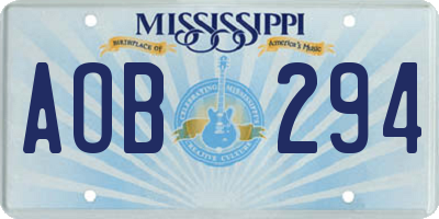MS license plate AOB294