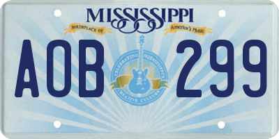 MS license plate AOB299
