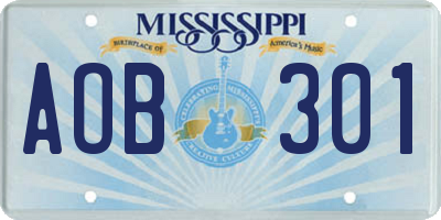 MS license plate AOB301