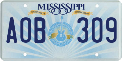 MS license plate AOB309