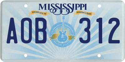 MS license plate AOB312