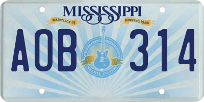 MS license plate AOB314