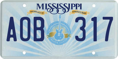 MS license plate AOB317