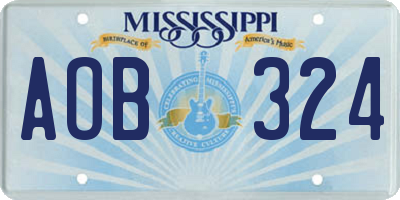 MS license plate AOB324