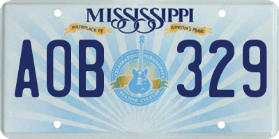 MS license plate AOB329