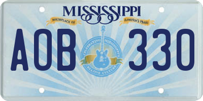 MS license plate AOB330