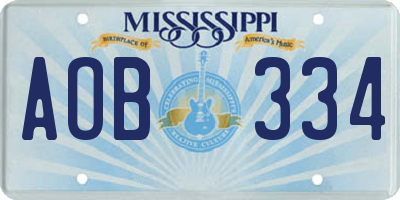 MS license plate AOB334
