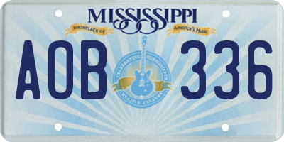 MS license plate AOB336