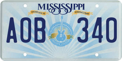 MS license plate AOB340