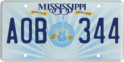 MS license plate AOB344
