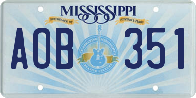 MS license plate AOB351