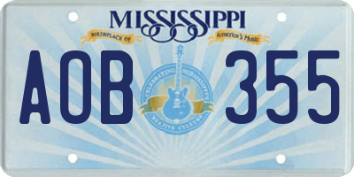 MS license plate AOB355