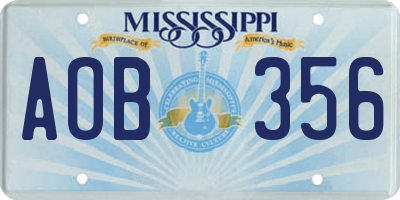MS license plate AOB356