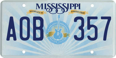 MS license plate AOB357