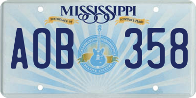 MS license plate AOB358