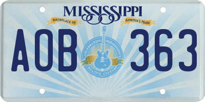 MS license plate AOB363