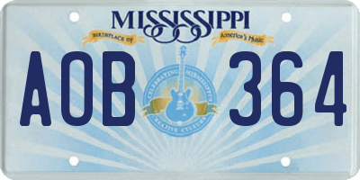 MS license plate AOB364