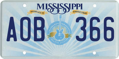 MS license plate AOB366