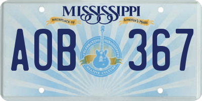 MS license plate AOB367