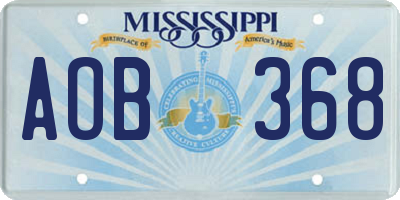 MS license plate AOB368