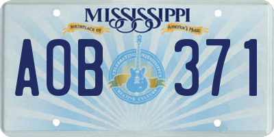 MS license plate AOB371
