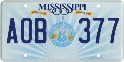 MS license plate AOB377