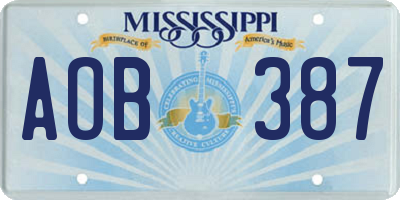 MS license plate AOB387