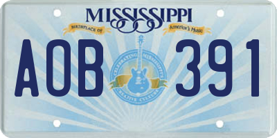MS license plate AOB391