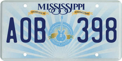 MS license plate AOB398
