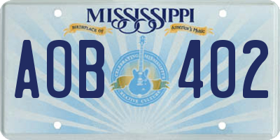 MS license plate AOB402