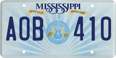 MS license plate AOB410