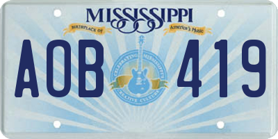 MS license plate AOB419