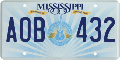 MS license plate AOB432
