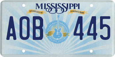 MS license plate AOB445