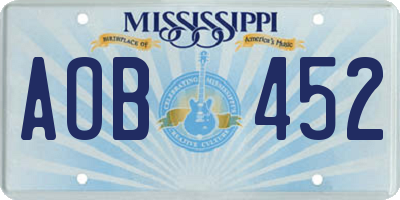 MS license plate AOB452