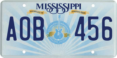 MS license plate AOB456