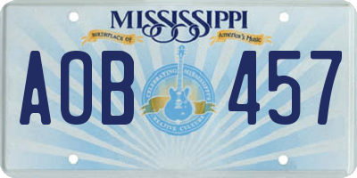MS license plate AOB457