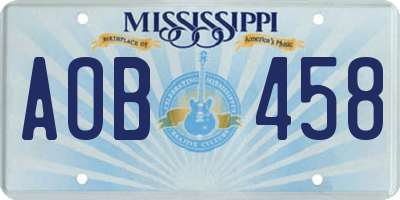 MS license plate AOB458