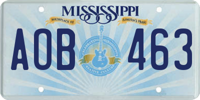 MS license plate AOB463