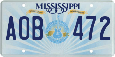 MS license plate AOB472