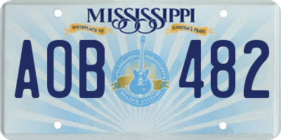 MS license plate AOB482