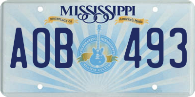 MS license plate AOB493