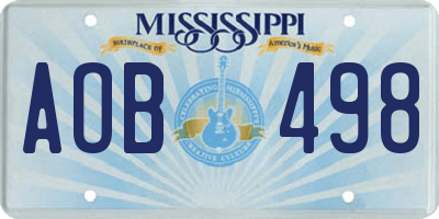 MS license plate AOB498