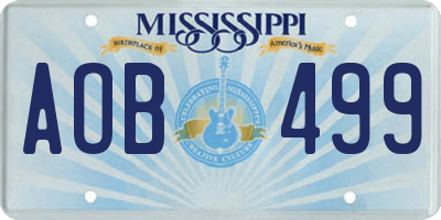MS license plate AOB499