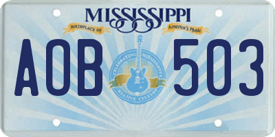 MS license plate AOB503