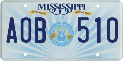 MS license plate AOB510