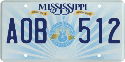 MS license plate AOB512